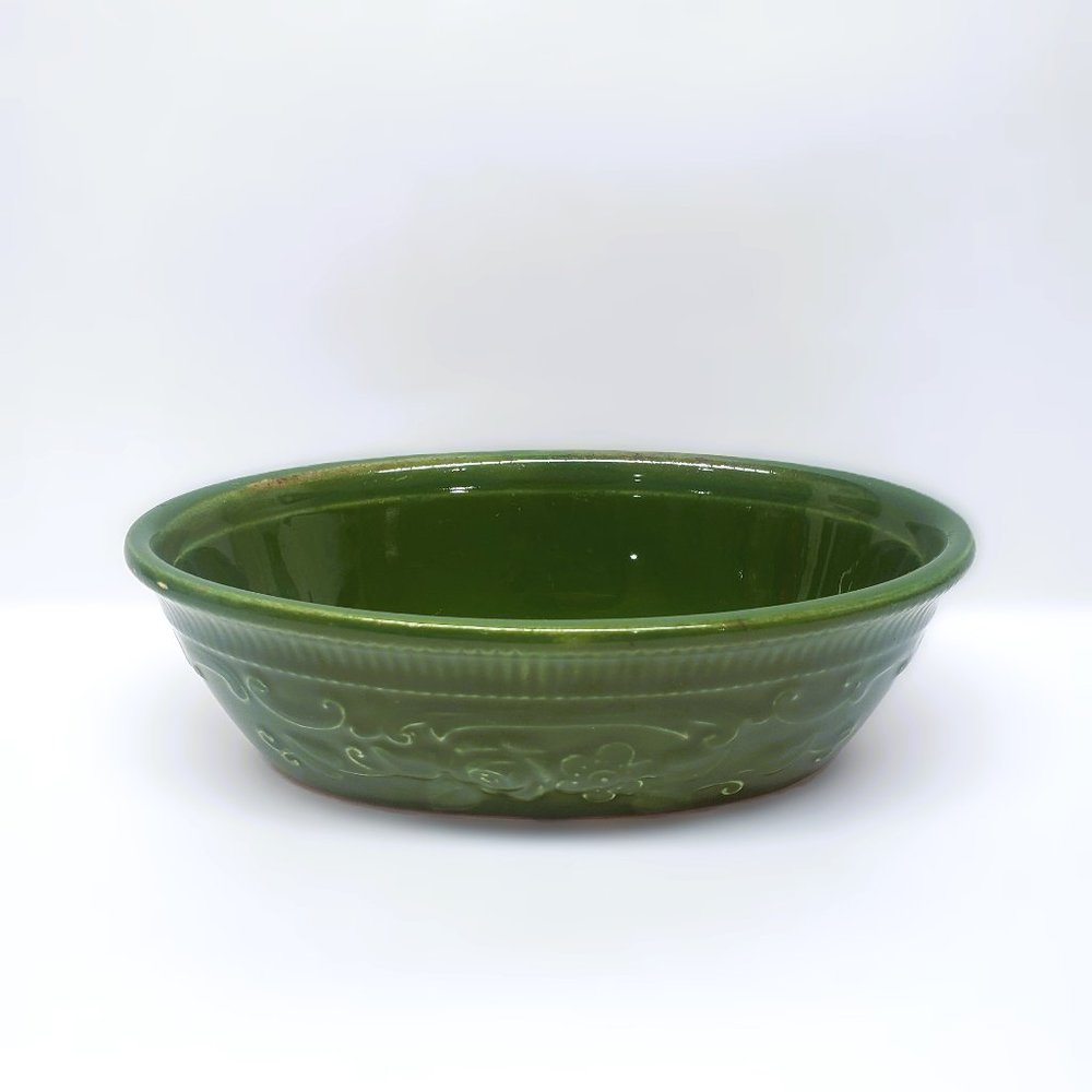 Vtg Homer Laughlin Oven Serve Ware Casserole Oval Baker Dish Green USA Made 6"